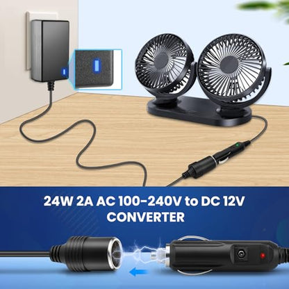 2팩 110V AC - DC 12V 컨버터 2A 24W, 벽 플러그 110‑240V에 담배 라이터 어댑터, 자동차 팬 및 저전력 장치용 가정용 자동차 전원 공급 어댑터 (진공 청소기, 에어 펌프, 팽창기용이 아님) - size: 12V2A 24W 2Pack