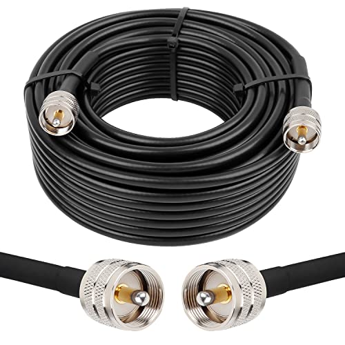 MOOKEERF RG8x Coaxial Cable 75ft,CB Coax Cable 50 Ohm,UHF PL259 Male to Male Low Loss CB Antenna Extension for HAM Radio,VHF Radio,SWR Meter,Dummy Load,Antenna Analyzer - size: 75FT