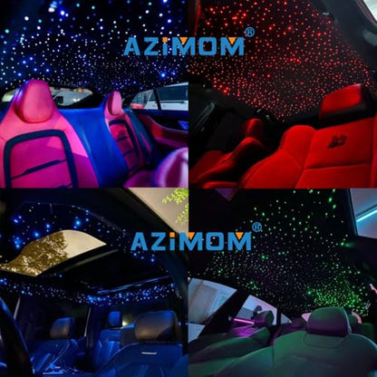 AZIMOM 16W Twinkle & Sound Activate 450pcs*0.03in*9.8ft Fiber Optic Starlight Headliner Kits for Car Home Star Ceiling Sky Decoration, APP& Remote Control Light Engine End Glow Fiber Strands - size: Standard+450pcs*0.03in*9.8ft
