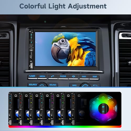 Double Din Car Stereo Radio with Wireless CarPlay Android Auto, 7 Inch HD Touch Screen Car Play Audio Receivers with Bluetooth, HD Backup Camera, FM, Mirror Link, USB/Type C/TF/AUX/SWC - style: 7 Inch with carplay