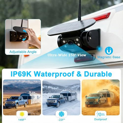 X7 Wireless Solar Magnetic Backup Camera for RV Truck - 15000mAh Battery Magnetic Hitch Camera 7” Monitor 320FT Range - 5th Wheel Hitch Gooseneck Travel Boat Horse Trailer Truck - size: 7" Monitor w/ Cam