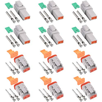 Glarks 30Pcs 2 Pin Way Sealed Gray Male and Female Auto Waterproof Electrical Wire Connector Plug 22-16AWG Connector for Motorcycle, Scooter, Car, Truck, Boats - size: 2 pin
