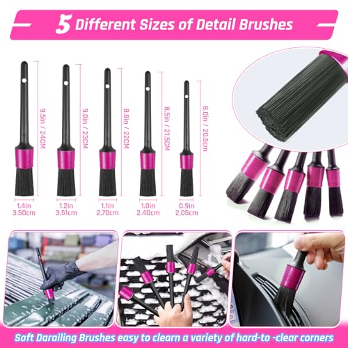 47PCS Car Detailing Kit Interior Cleaner, Car Cleaning Supplies with High Power Car Vacuum Cleaner,Auto Detailing Kit,Car Wash Kit with Bucket Detailing Brush Set,Pink Car Accessories for Women - color: 47PCS