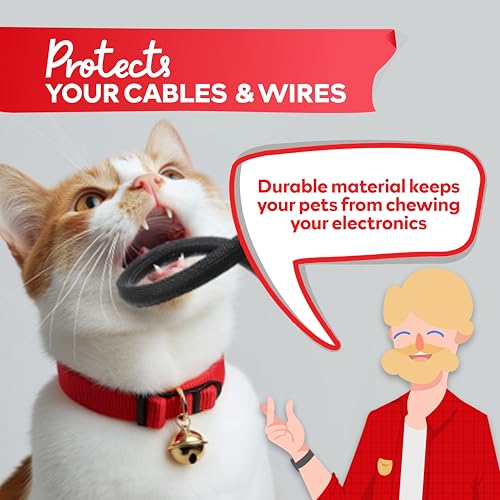 XFasten Cord Protector 1/2 Inch 25ft - PET Expandable Braided Cable Sleeve - Pet Chew Proof Wire Loom for Audio, Video, PC, TV, Automotive Wire Management, Puppy, Cat Proof Black Cable Wrap for Cords