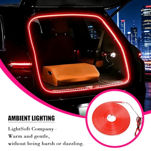 Car Trunk LED Strip Lights, 4M Dynamic Flowing Vehicle Trunk Ambient Strip Light, Flexible Waterproof Auto Neon Lighting Accessories, Universal for SUV Truck Motorcycle (Red) - color: Red