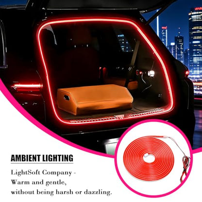 Car Trunk LED Strip Lights, 4M Dynamic Flowing Vehicle Trunk Ambient Strip Light, Flexible Waterproof Auto Neon Lighting Accessories, Universal for SUV Truck Motorcycle (Red) - color: Red