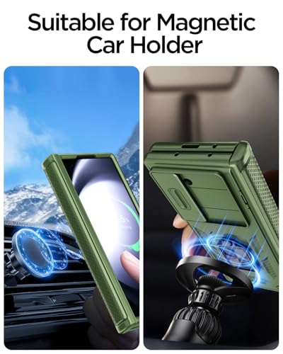 AICase for Samsung Galaxy Z Fold 6 Case [Heavy Duty Protective][Camera Lens Cover][Hinge Protection][360°Ring Magnetic Kickstand] Rugged Shockproof 360 Full Protective Phone Cover for ZFold 6 2024_4 - color: Green+Magnetic stand