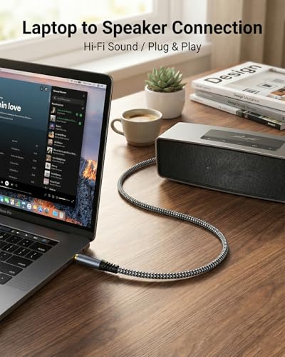 Aux Cord 6.6ft, 3.5mm Audio Cable - Nylon Braided Aux Cable 3.5mm Male to Male AUX Cord for Car, Headphones, Home Stereos, Speaker - size: 6.6ft