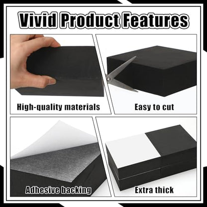 4 Pcs 2" Thick Foam Padding Sheet with Adhesive Backing Closed Cell - color: Black, size: 2 Inch Thick, 6 x 6 Inches