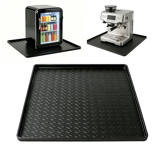 Silicone Mini Fridge Mat Refrigerator Floor Protector Drip Tray with Raised Edges Waterproof Non-Slip Appliance Pad Mini Fridge Mat for Carpet Washing Machine Water Cooler 23.6"x23.6" Black - size: 23.6"x23.6" Black