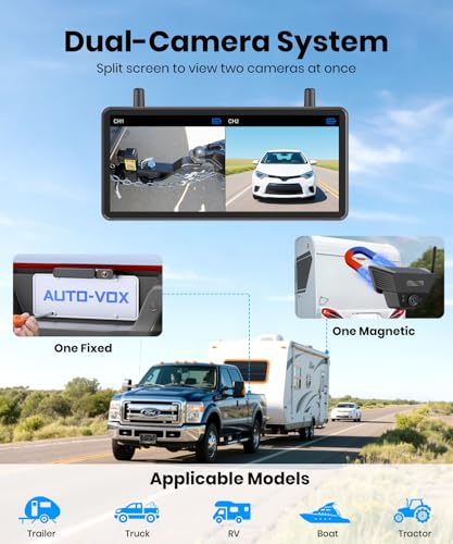 AUTO-VOX 2 Solar Wireless Backup Camera System: 3-Min Quick Installation - size: 7.2" 2-Solar Dual Cam