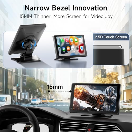 Haudio Portable CarPlay Screen for Apple CarPlay & Android Auto, 7 Inch Wireless Car Stereo Touchscreen with Bluetooth, GPS Navigation, Voice Control, Backup Camera Support for All Vehicles - size: 7 inch(7002)