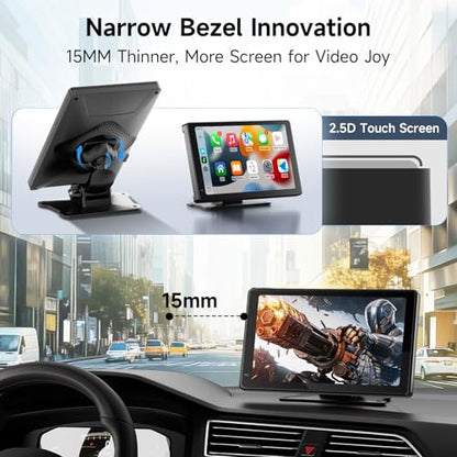 Haudio Portable CarPlay Screen for Apple CarPlay & Android Auto, 7 Inch Wireless Car Stereo Touchscreen with Bluetooth, GPS Navigation, Voice Control, Backup Camera Support for All Vehicles - size: 7 inch(7002)