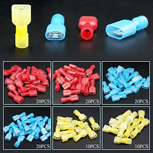 Twidec/100PCS Nylon Spade Connector Kit 22-10AWG Male Female Wire Connector - color: 100PCS