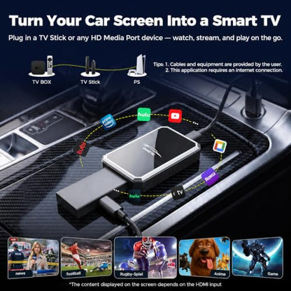LAMTTO 2-in-1 Wireless CarPlay Adapter, HD Media Port for TV Stick/Switch