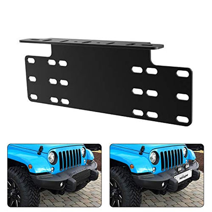 Nilight 90044B Universal License Heavy Duty Steel Front Plate Mounting Bracket Holder for Off-Road LED Work Lamps Lighting Bars, 2 Years Warranty, Black - color: Universal License Plate Bracket