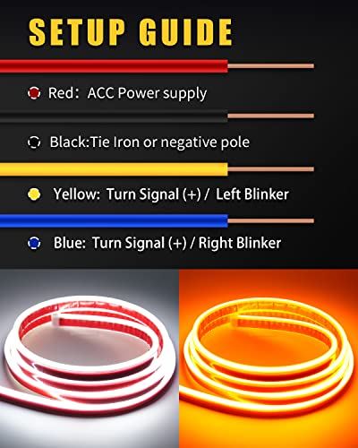 YM E-Bright LED Hood Light Strip, 79in White Amber Switchback DRL 12V 1Set - color: White/Amber Switchback, size: 79 inches