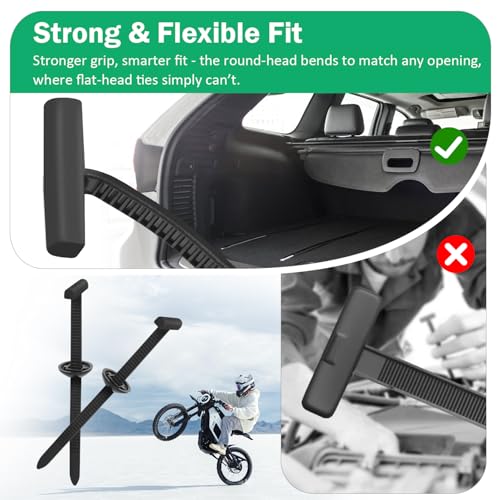 100PCS Nylon Universal Cable Tie Buckle with Dual-Side Gear, Foldable Quick Fix Heavy Duty Zip Ties with Pin & Button, Strong Easy Use Multipurpose Cable Tie Buckle Zip Tie for Car Daily Repair - color: 100 Piece