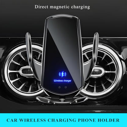 Sun Walker Wireless Car Charger Mount, Electric Induction 15W Fast Charging Bracket Air Vent Phone Holder, Auto-Clamping Wireless Charger Vent Mount Compatible with Most Smartphones (Black) - color: Black