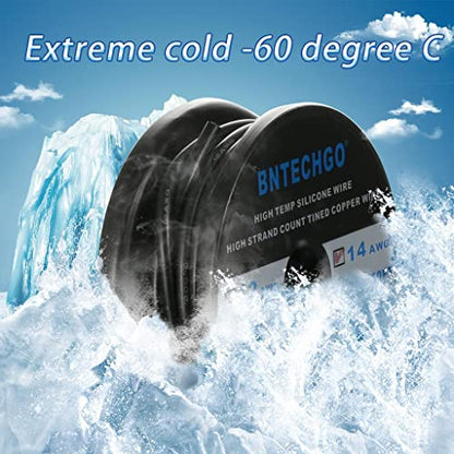BNTECHGO 14 Gauge Silicone Wire Black 50ft Stranded Tinned Copper Wire - color: Black, size: silicone wire 50ft