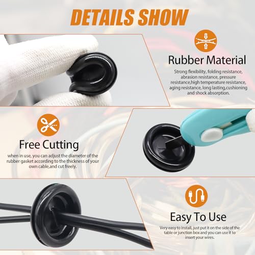mankk 233PCS Rubber Grommet Kit 27 Sizes (7/25"-2-3/8") Tower/Oval/Round Firewall Grommet Wire Grommet Double Sided Rubber Hole Plug with Knife for Wire Protection - size: 27 Sizes
