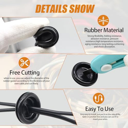 mankk 233PCS Rubber Grommet Kit 27 Sizes (7/25"-2-3/8") Tower/Oval/Round Firewall Grommet Wire Grommet Double Sided Rubber Hole Plug with Knife for Wire Protection - size: 27 Sizes