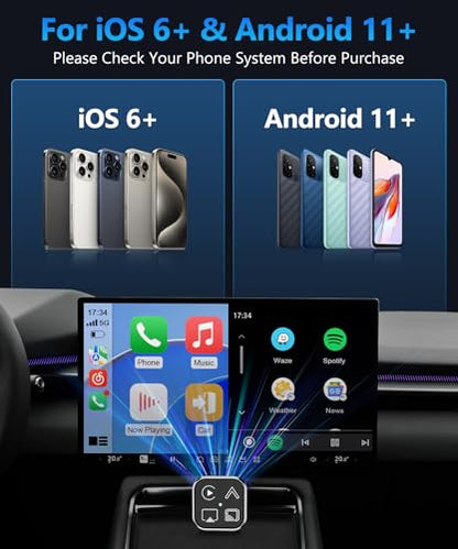 2026 4 in 1 Mini Wireless CarPlay Android Auto Adapter (Gunmetal Grey) - color: Gunmetal Grey, 4 IN 1