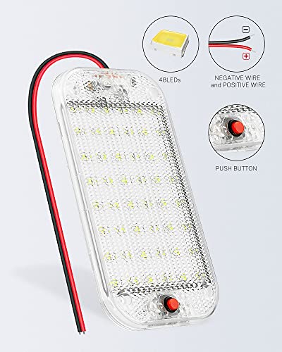 MERTTURM Dome Light for RV Interior, 48LED 800LM Ultra Bright 12 Volt LED White Lights, RV Ceiling Light with Switch Control, Ideal for Car Van Truck Camper Lorry Motorhome Boat(4 Pack) - size: 48LED-4 PACK