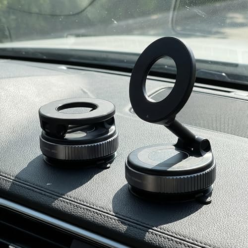 Magnetic Phone Holder for Car, MagSafe Compatible Car Mount with Super Strong Suction, 360° Adjustable Dashboard & Windshield Cell Phone Mount (Black)
