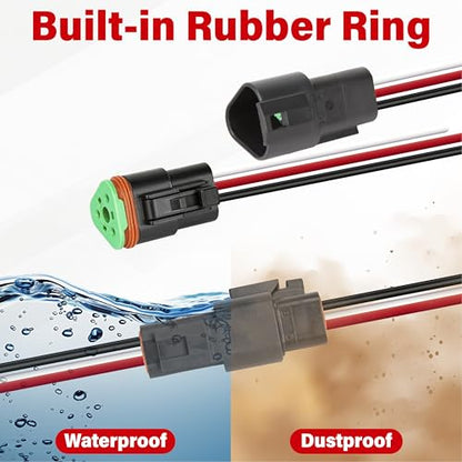 Deutsch DT 3 Pin Black Male Female Wiring Harness Connector 6 Kits, 16 AWG - color: 6 Sets-Black, size: 3Pin