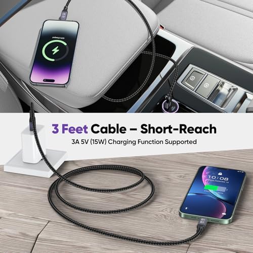 Android Auto Cable 3ft for Car CarPlay, USBA to USBC 10Gbps Data 15W Charge - size: 3 Feet