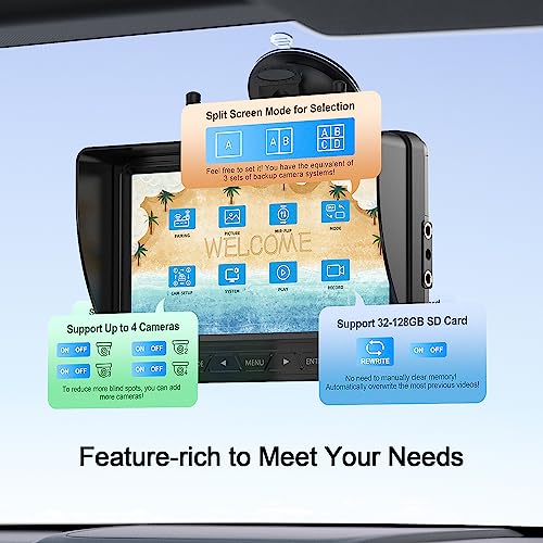 Fookoo HD 1080P 7" Wireless Backup Camera System for Furrion Pre-Wired RV - size: 7" 1-Cam