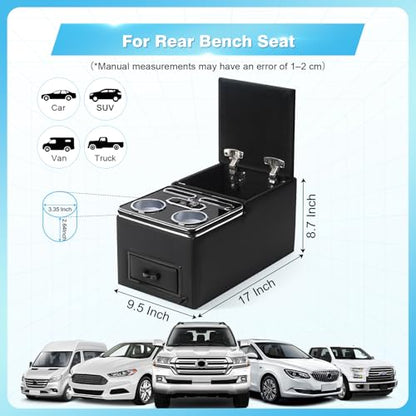 Center Console Universal for Trucks, Minivans, and SUVs with Chairging - color: Black