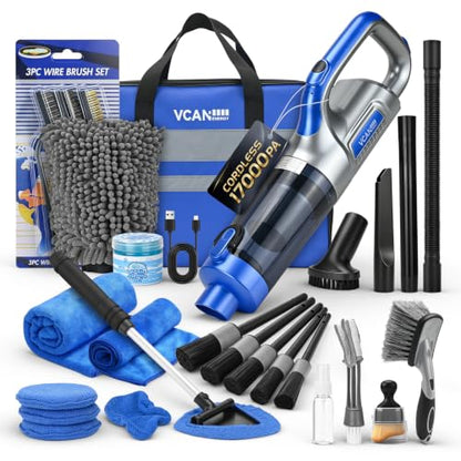VCANENERGY 29PCS Car Cleaning Kit Interior Detailing for Men Women（Blue） - color: Blue