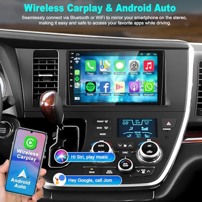 4+64GB Car Radio for Toyota Sienna 2015-2017 with Wireless Carplay & Android Auto, Android 13 IPS HD Car Stereo with Voice Control Bluetooth 5.2 FM RDS DSP EQ SWC GPS WiFi Backup Camera - color: For Sienna 2015-2018
