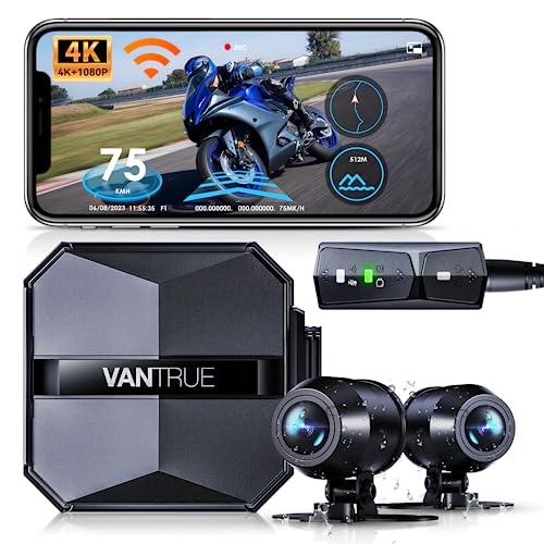 Vantrue F1 Motorcycle 4K Dash Cam Front and Rear, 4K + 1080P Camera