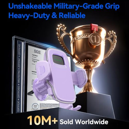 Car Vent Phone Holder [Thick Cases Friendly] Rotatable Universal Phone Mount for Car with Metal Hook & Wide Clamp, Purple Car Phone Holder Mount Compatible with iPhone 17 Pro Max 15 14 13 Samsung S25 - color: Lavender