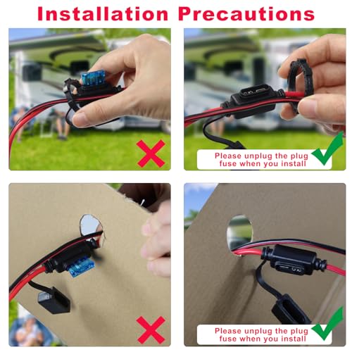 12V Cigarette Lighter Socket Replacement - 3FT Fixed Thread Cigar Socket to Battery Ring Terminal Cable with 15A Fuse, 14AWG 12/24 Volt Female Power Outlet Panel-Mounted for Marine Boat Car RV ATV - size: 3FT