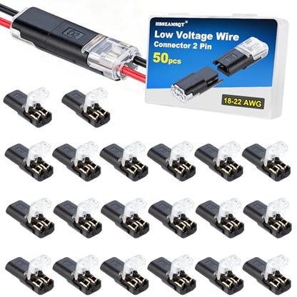 50Pcs Double Wire Plug in Connectors, Quick Connect Wire Connector 18-22AWG - size: 50 Pack
