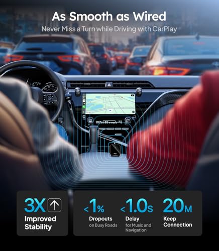 Wigoo 2026 Upgraded Wireless CarPlay Adapter [Plug & Play, 10s Auto Connect] Converts Wired to Wireless CarPlay, No Latency, for Cars from 2015+, for iPhone iOS 10+, Not for Tesla & Android, Pink - color: Pink
