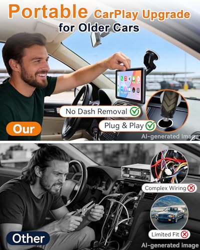 Portable Carplay Screen with Backup Camera - Bluetooth Fast Connects in 1s - size: 7.1'' Carplay Screen w/Backup Camera