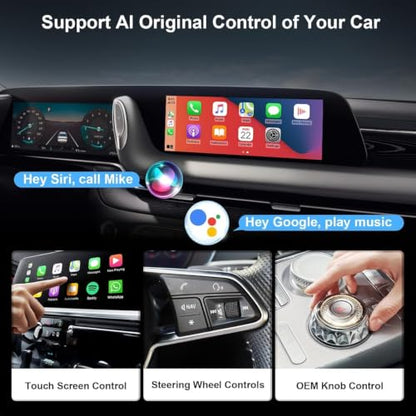 Wireless CarPlay Adapter, 2-in-1 Android Auto Mini USB Car Dongle Black