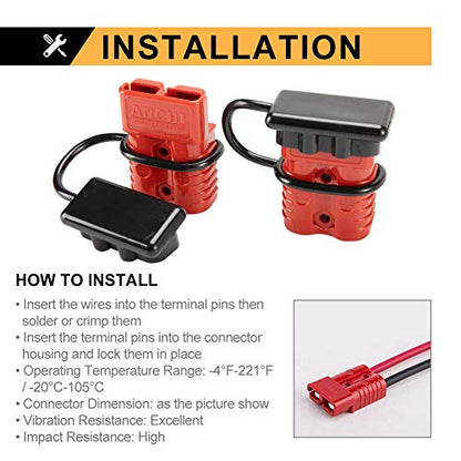 BUNKER INDUST 175A 1/0AWG Battery Quick Connect Wire Harness Plug Kit Battery Cable Quick Connect Disconnect Plug for Winch Auto Car Trailer Driver Electrical Devices,2 Pcs,Red - color: red, size: 175A (2 Pack)