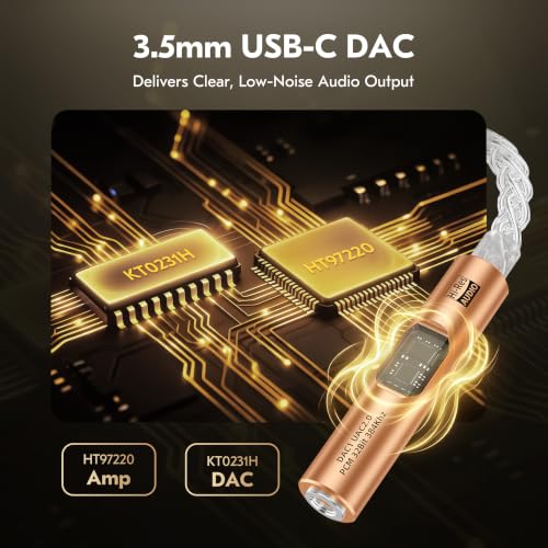 USB C to 3.5mm Audio Adapter with DAC for iPhone, Samsung & iPad - color: Orange