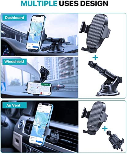 Miracase 3-in-1 Cell Phone Holders for Your Car, Universal Car Phone Holder Mount for Car Dashboard Air Vent Windshield Compatible with iPhone17 16 15 14 13 12 11 Pro Max Xs XR X, Galaxy