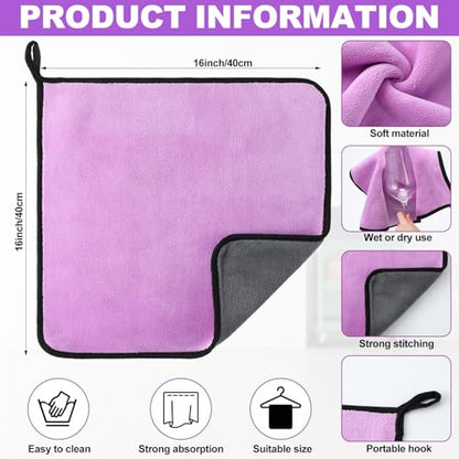 20 Pcs Microfiber Car Drying Towels 800 Gsm Thick Plush, Grey and Purple - color: Grey and Purple