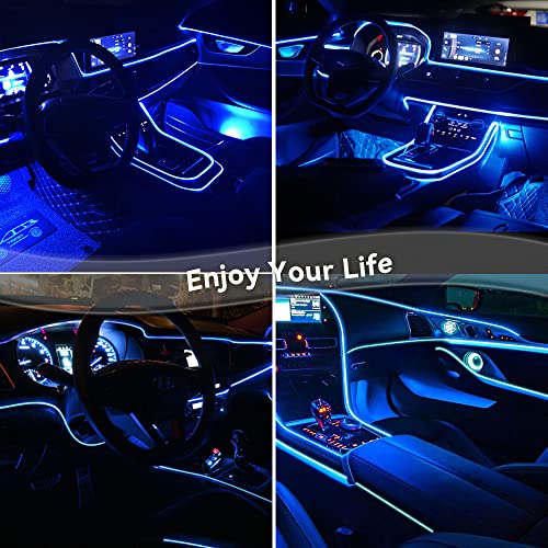 Keiurot Blue EL Wire Neon Light, 16FT USB 5V for Car Interior Trim - color: Blue