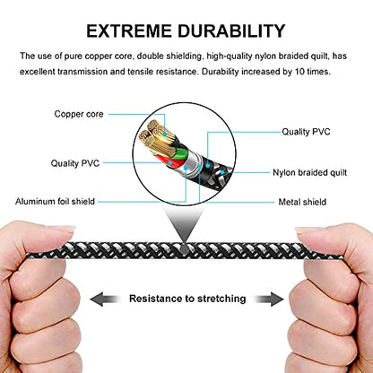 Headphone Extension Cable 15 ft, 4 Pole Nylon Braid 3.5mm TRRS Male to Female Lossless Stereo Audio Adapter Extension Cable for Tablet/PC/ PS4 and More (15FT/5M) - size: 15 ft