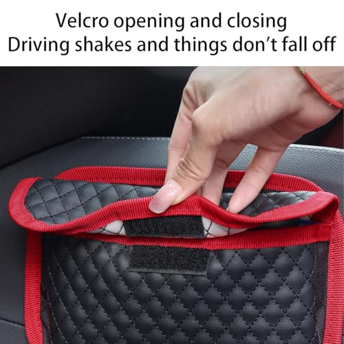 Bittwee Car Seat Side Pocket Organizer, PU Leather Multifunctional Automotive Storage Bag for Phones Keys Cards, Mini Seat Gap Filler Pouch for Door Console, Universal Vehicle Accessories (Red)