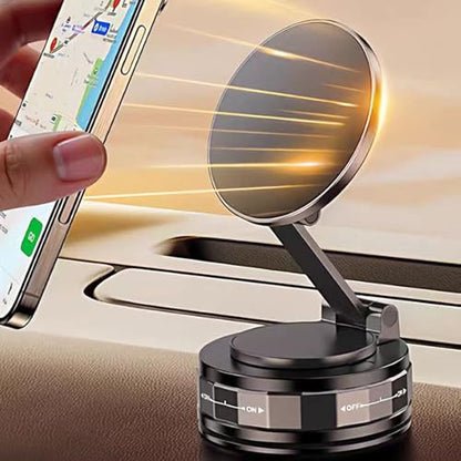 Vacuum Magnetic phone holders for your car dashboard,360°Rotatable Adjustable cell phone stand,Foldabl Magsafe Car Mount with Vacuum Suction Cup for Cars/Gym/Mirror/Smooth Surface iOS Android,Black